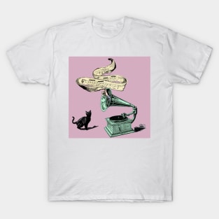 The Cat and the Song (pink) T-Shirt
